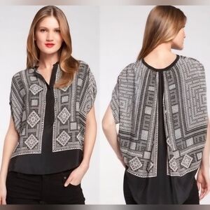 BCBG "Ayanna" Patterned Hi-low Blouse